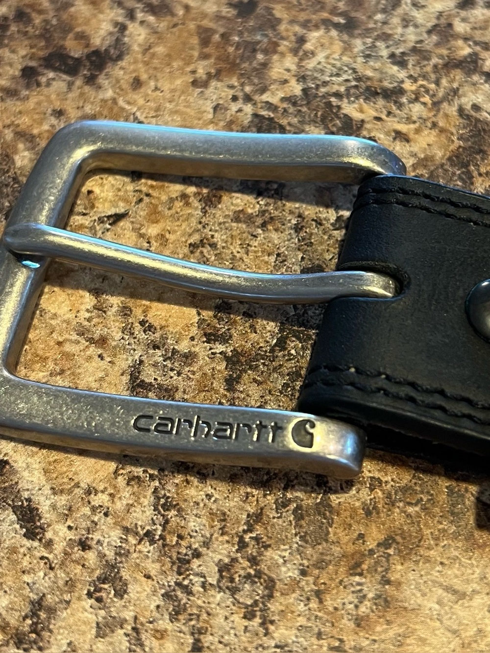 Carhartt Black Leather Belt with Silver-Tone Buckle 35 "